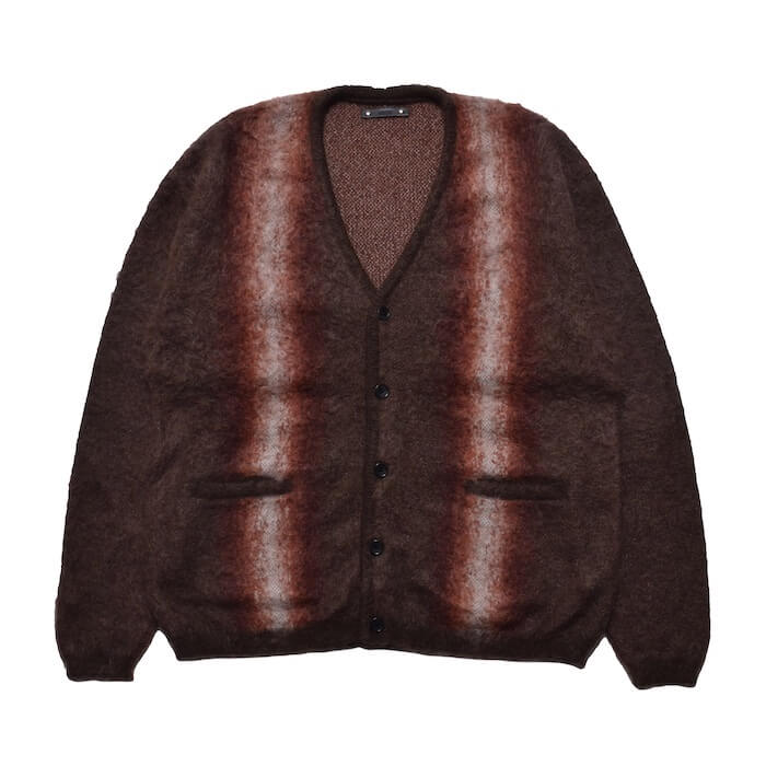 MINEDENIM Fuzzy Stripe Mohair Knit Cardigan