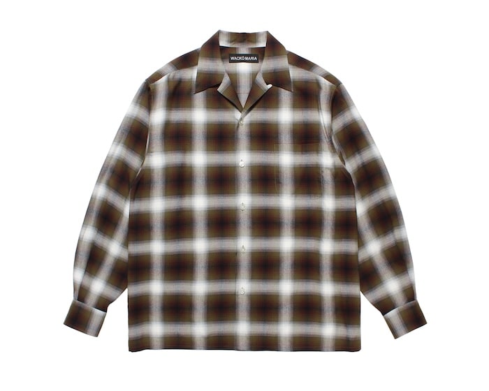 WACKO MARIA OMBRE CHECK OPEN COLLAR SHIRT L/S ( TYPE-1 )