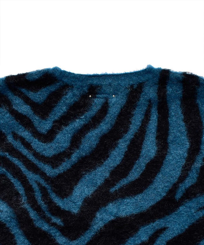 minedenim　ゼブラモヘアニット　サイズ2 MINEDENIM 【40%OFF】マインデニム Zebra Mohair Knit Crewneck