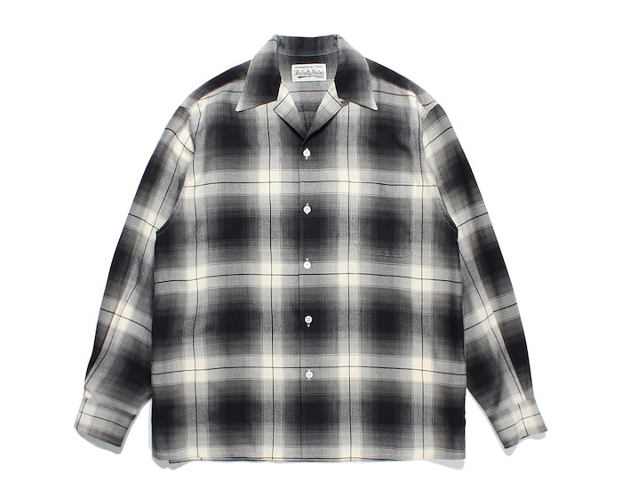 WACKO MARIA OMBRE CHECK OPEN SHIRTブルー24 WACKO MARIA(ワコマリア)｜OMBRE CHECK OPEN COLLAR SHIRT L/S
