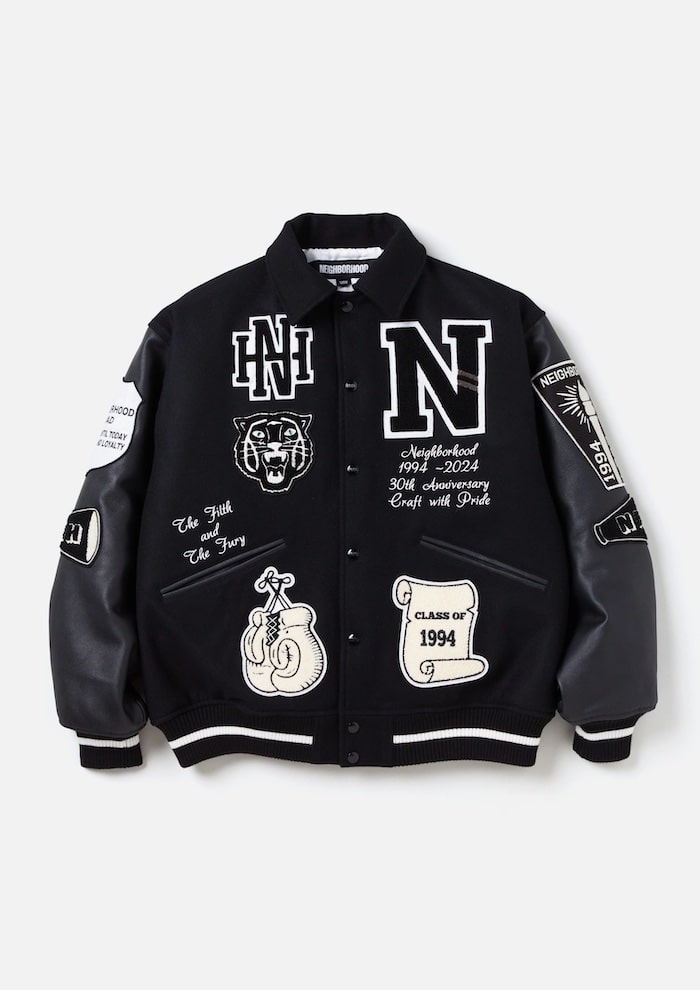 NEIGHBORHOOD ネイバーフッド B.I.BOMBER/C-JKT 襟レザーボア 
