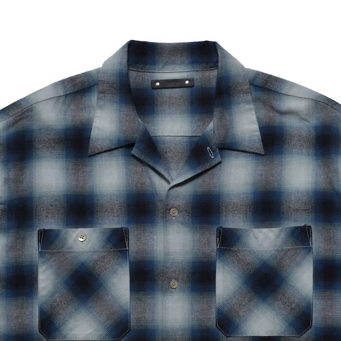 トップス MINEDENIM BD Ombre Check Open Collar SH Ombre Check Open Collar Shirt