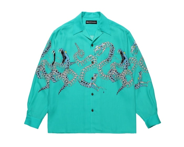 WACKO MARIA HAWAIIAN SHIRT アロハシャツ WACKO MARIA/RECORDS HAWAIIAN SHIRT（GREEN）［レコード