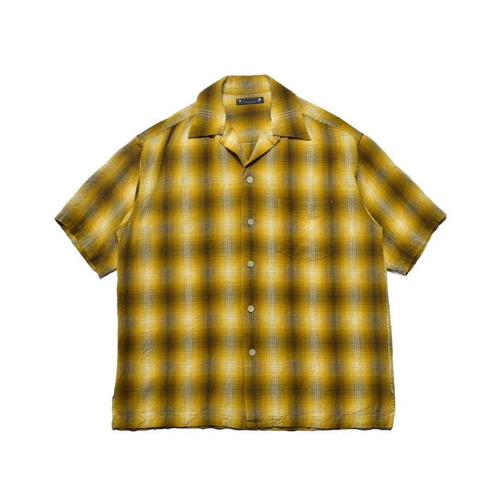 MINEDENIM Rayon Dobby Plaid S.S Open Collar SH