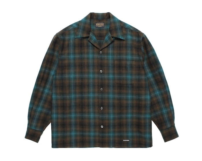 WACKO MARIA PENDLETON / WOOL OMBRE CHECK OPEN COLLAR SHIRT L/S ( TYPE-1 )