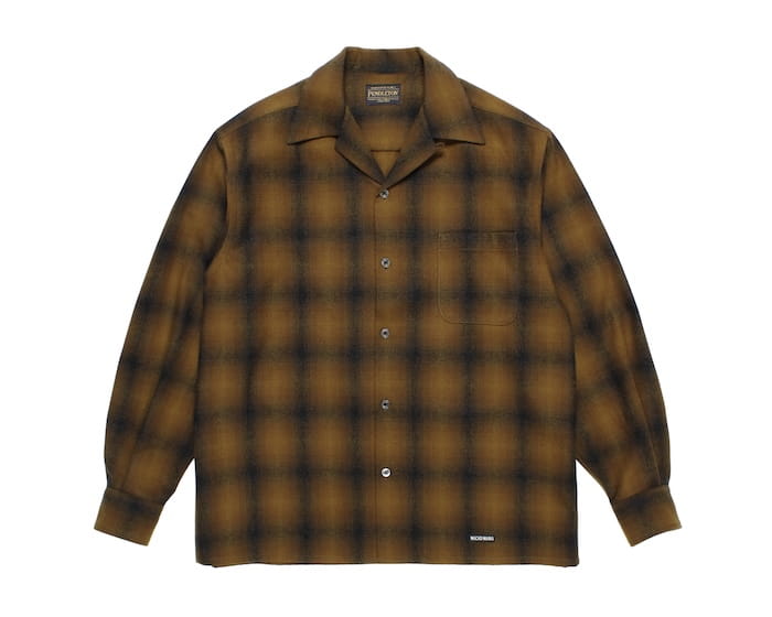 WACKO MARIA PENDLETON / WOOL OMBRE CHECK OPEN COLLAR SHIRT L/S ( TYPE-2 )