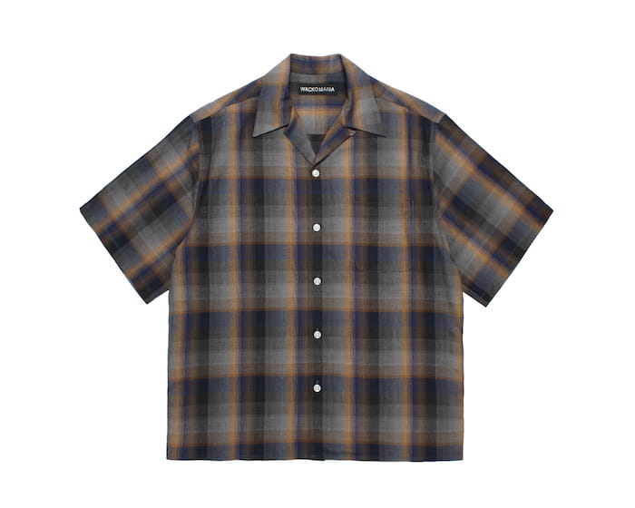 WACKO MARIA OMBRE CHECK OPEN COLLAR SHIRT S/S ( TYPE-1 )