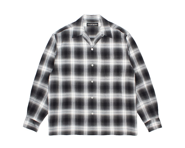 WACKO MARIA OMBRE CHECK OPEN COLLAR SHIRT L/S ( TYPE-1 )