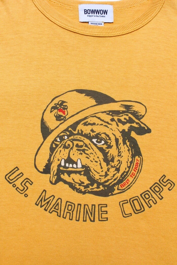 XL 25SS バウワウ USMC ブルドッグ ビンテージ 加工 パーカー 黄 中古 