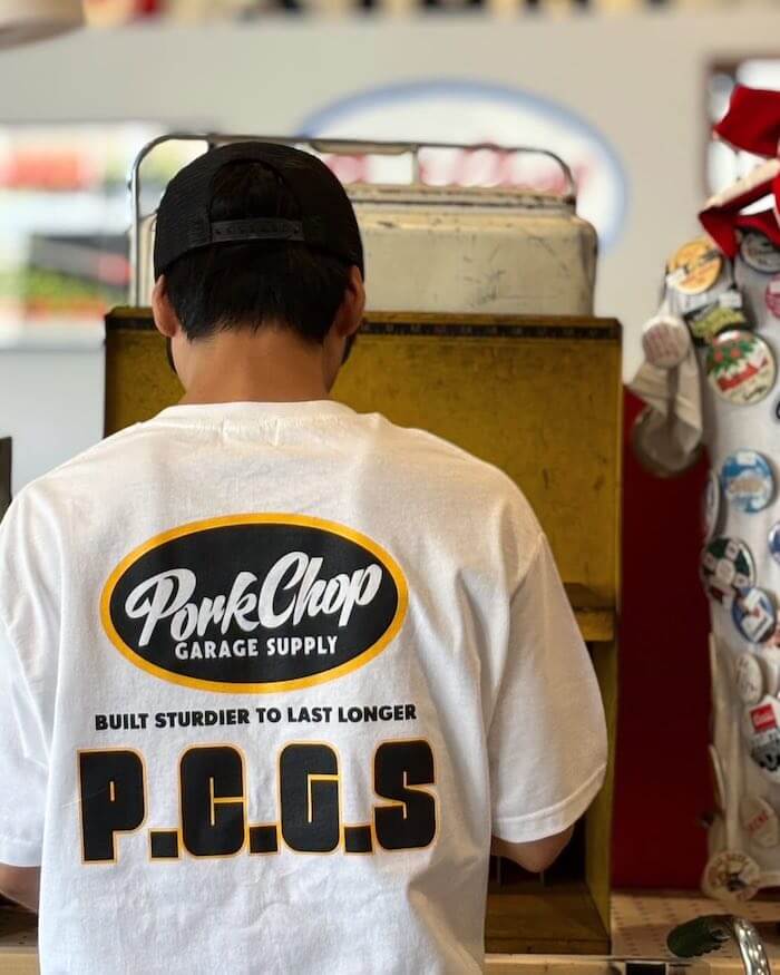 ポークチョップガレージサプライ　PCGS BLOCK TEE WHITE L PORKCHOP GARAGE SUPPLY(ポークチョップガレージサプライ)｜PCGS