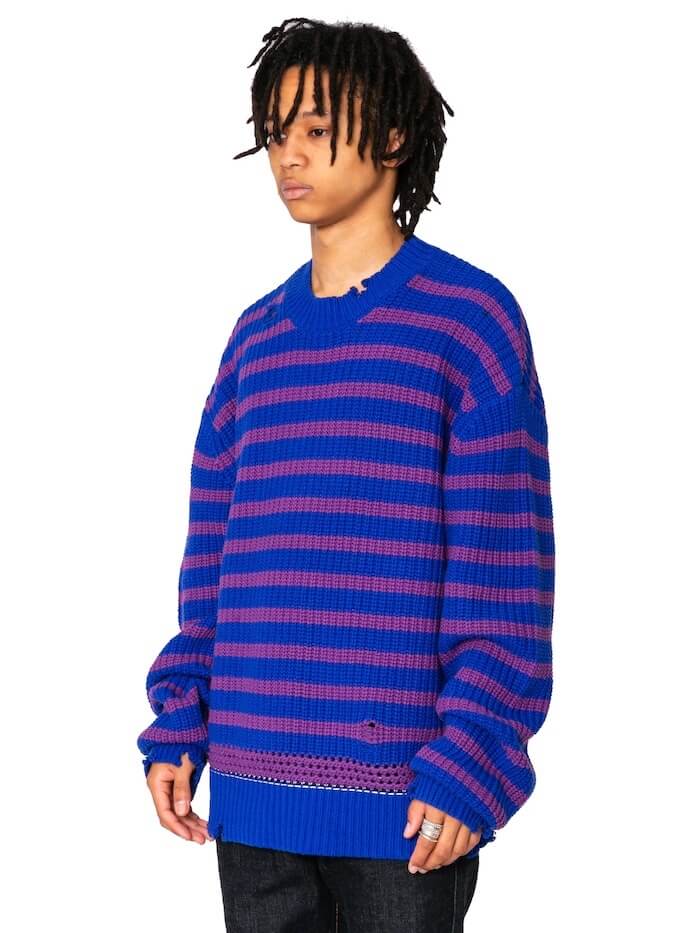 その他ブランド / SandWaterr/ニット・セーター(厚手)/3/コットン/BLU/ボーダー/SW-K0102 SandWaterr(サンドウォーター)｜ORGANIZED CREW NECK SWEATER / C ,A